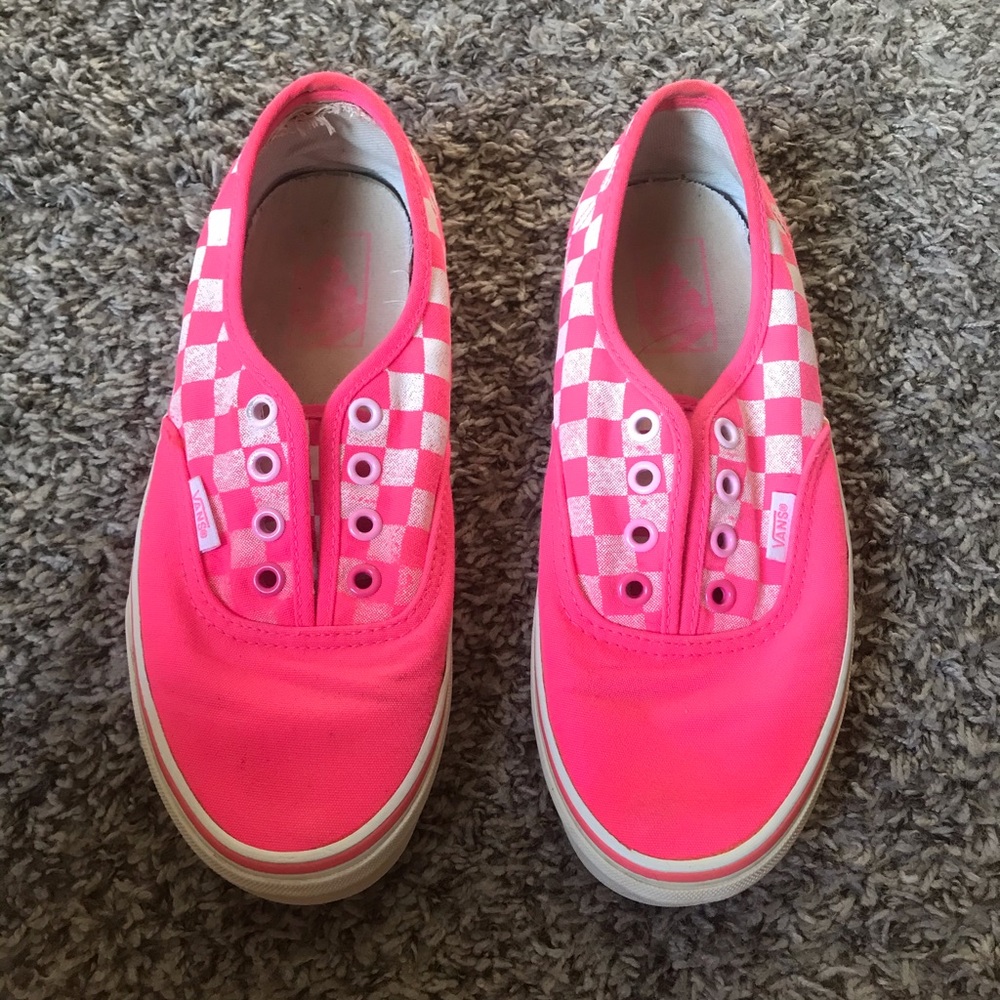 Vans hot pink and white checkered sneakers